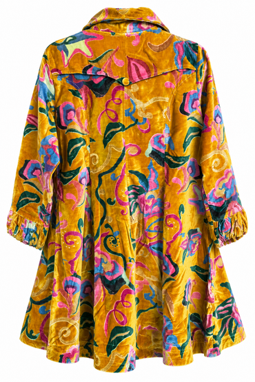 Floral Velvet Jacket - Mustard