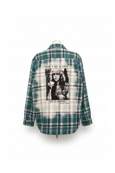 Up Cycled Stevie Nicks Flannel color c2 back view ghost mannequin product image