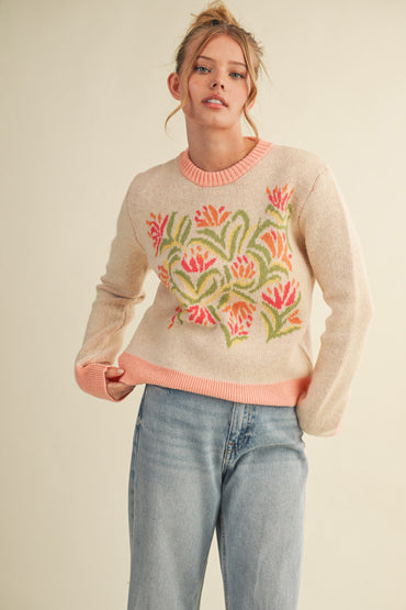 Coral Band Sweater