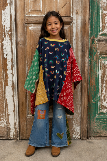 6y Up Cycled Pajama Poncho