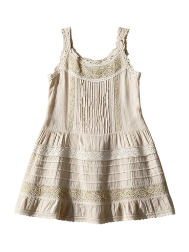 Trestles Clothing Company Sweet Magnolia vintage-inspired cream cotton slip dress with delicate lace and embroidery.