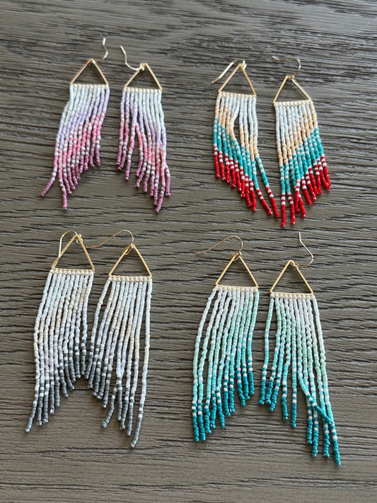 Sparkly Triangle Seed Earrings