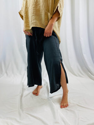 Side Slit Linen Pants