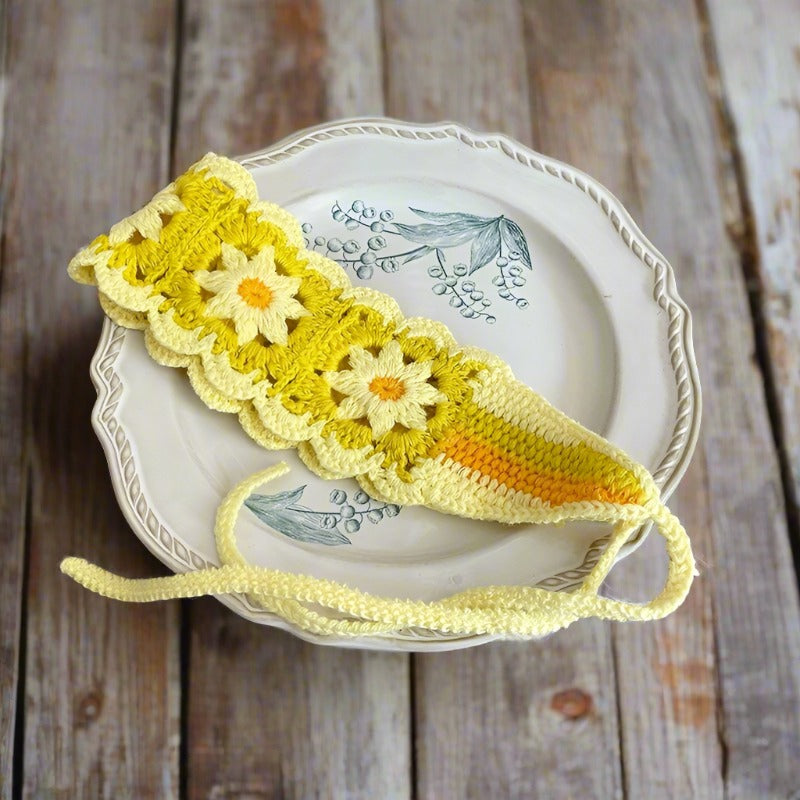 Daisy Crochet Tie Headbands