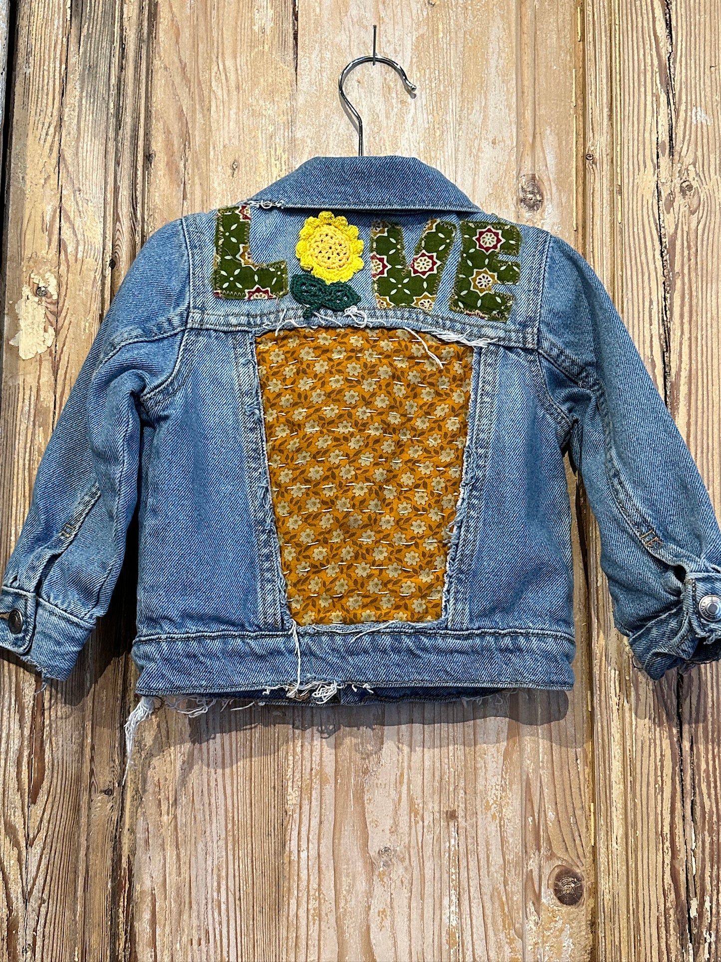 Love Kantha Back Kids Denim Jackets