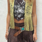 Pistachio Suede Fringe Vest