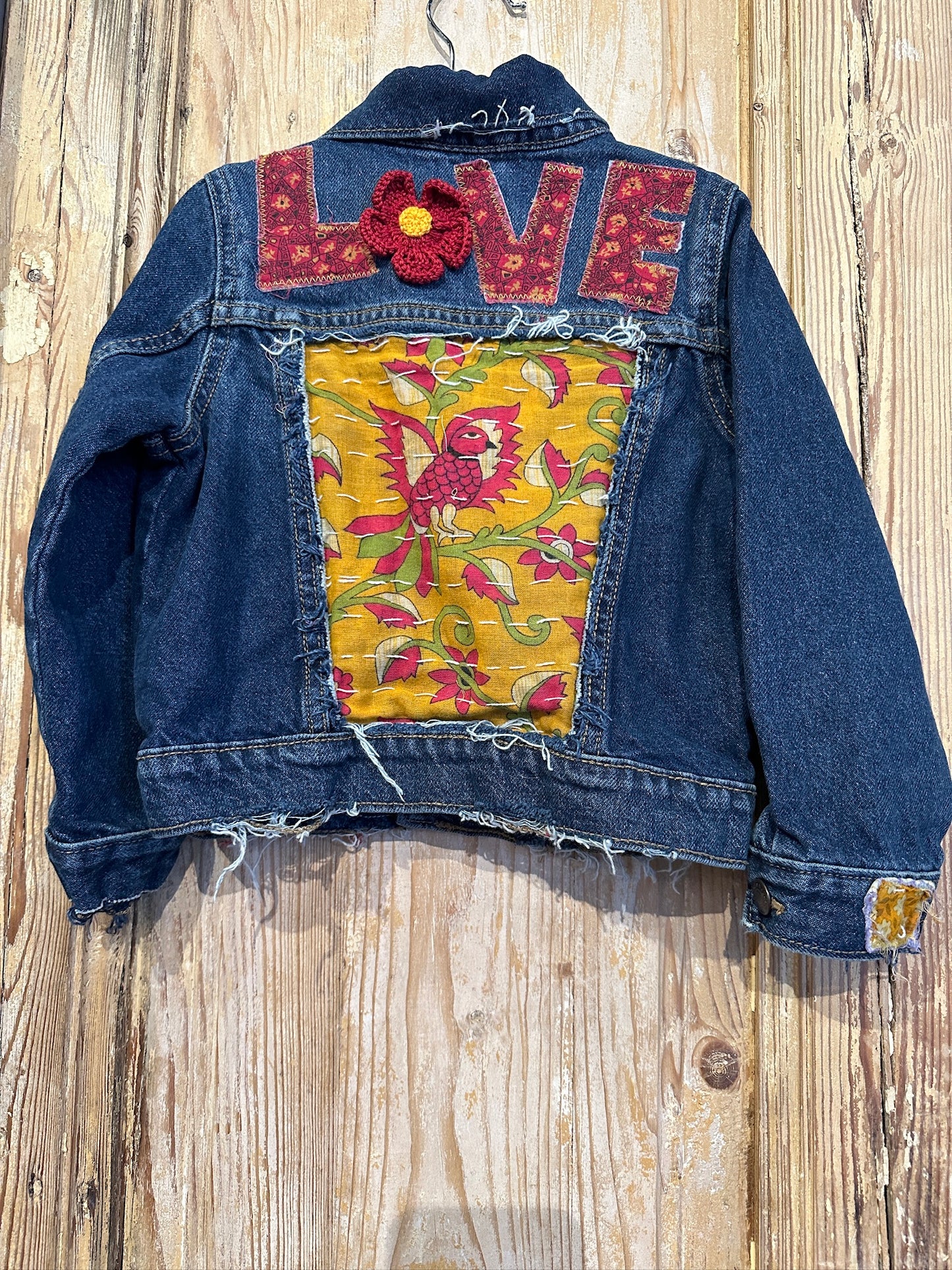 Love Kantha Back Kids Denim Jackets