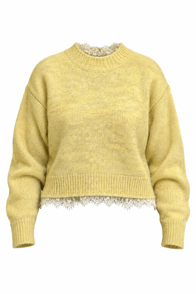 Yellow Lace Neck