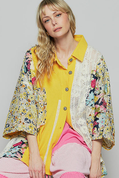 Bright Floral & Lace Blouse
