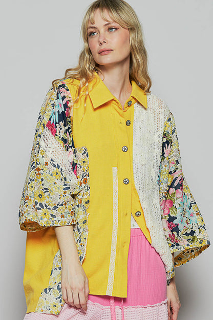 Bright Floral & Lace Blouse