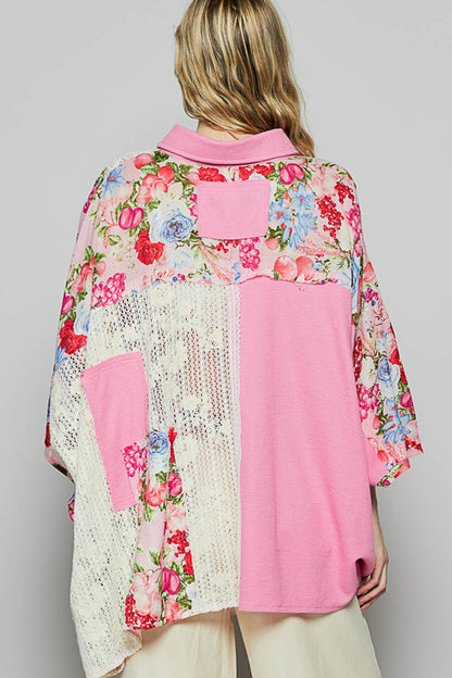 Bright Floral & Lace Blouse