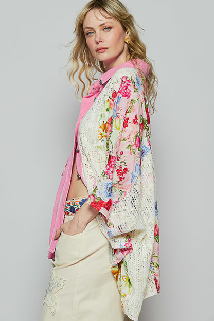Bright Floral & Lace Blouse