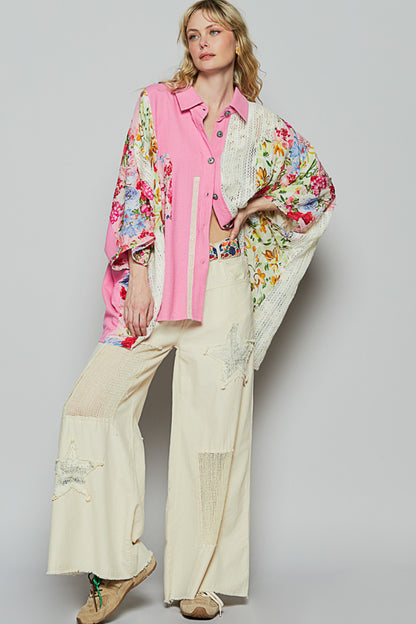 Bright Floral & Lace Blouse