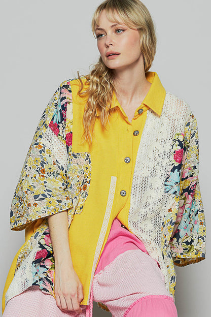Bright Floral & Lace Blouse