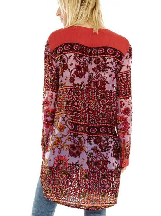 Antheaa Velvet Embellished V-Neck Tunic & Trousers Co-Ords