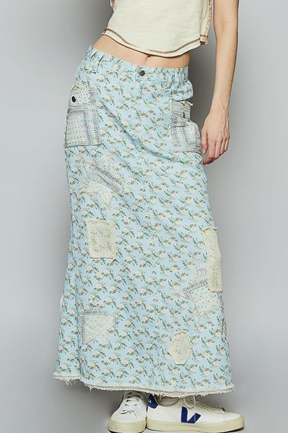 Floral Patched Skirt