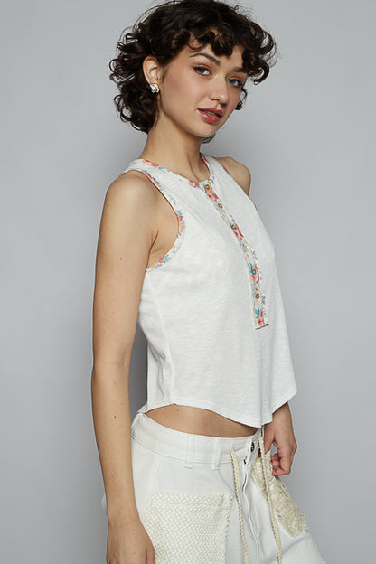 Floral Trimmed Tank