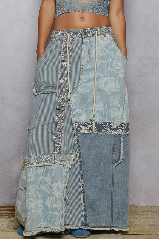 Denim Patched Skirt