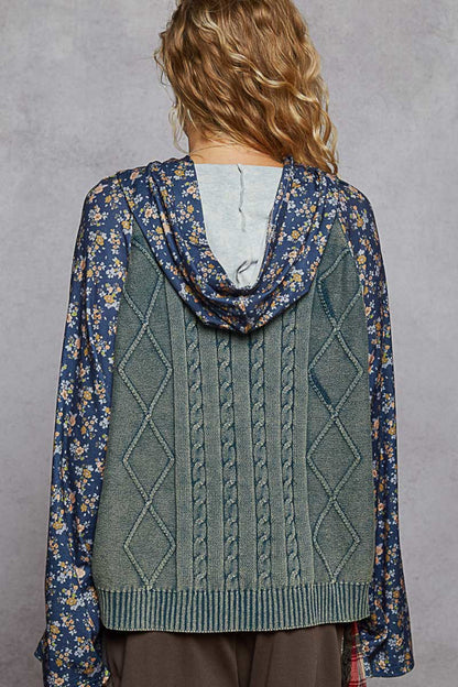 Floral Washed Sweater Hoodie