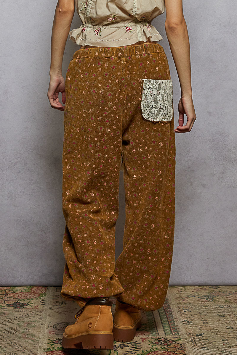 Floral Rust Patched Pants