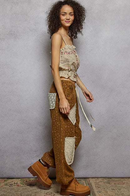 Floral Rust Patched Pants