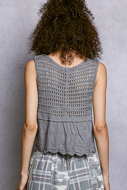 Embroidered Bow Eyelit Tank
