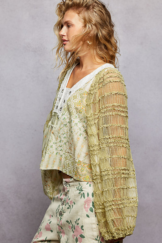 Tulle Ruffle Sleeve Top