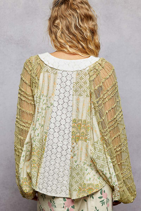 Tulle Ruffle Sleeve Top