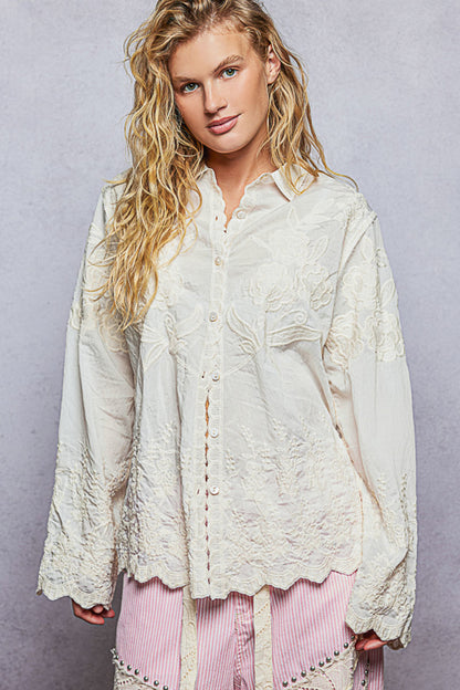 Embroidery Scalloped Top