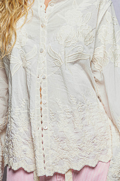 Embroidery Scalloped Top