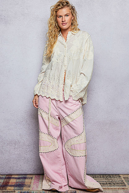 Embroidery Scalloped Top