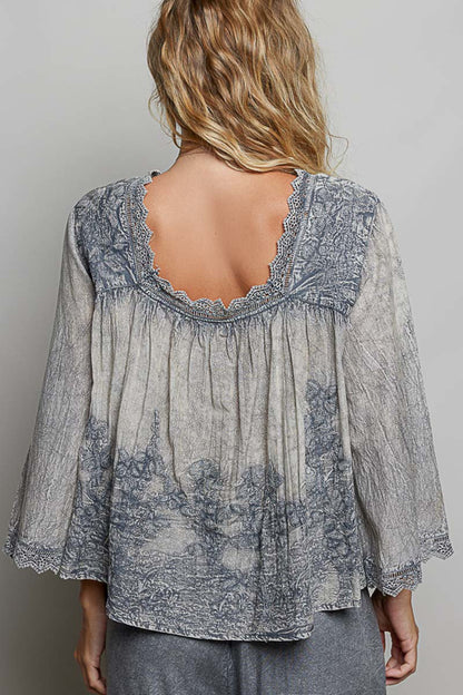 Hankerchief Embroidery Top