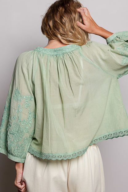 Round Neck Embroidery Blouse