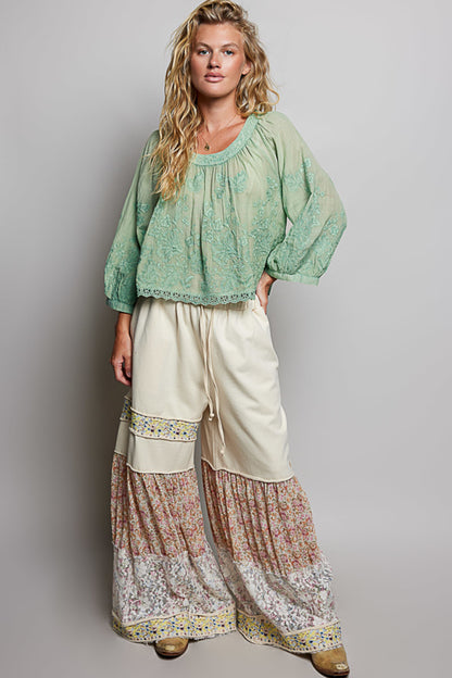 Round Neck Embroidery Blouse
