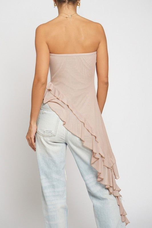 Ruffle Strapless Top