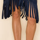 Fringe Overlay Suede Skirt