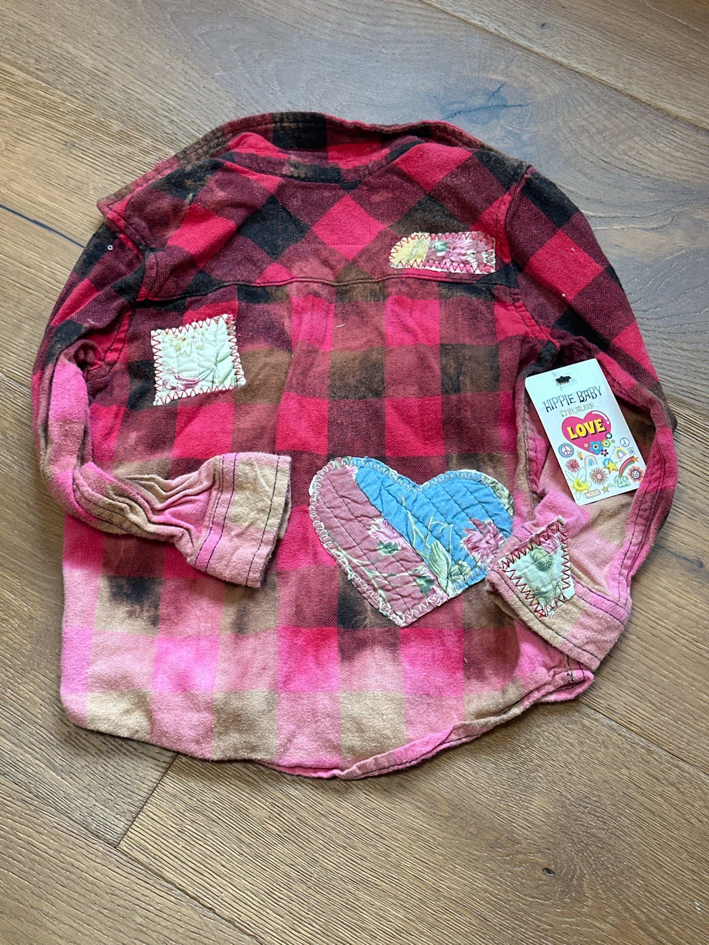 Red Quilted Heart Kids Flannel