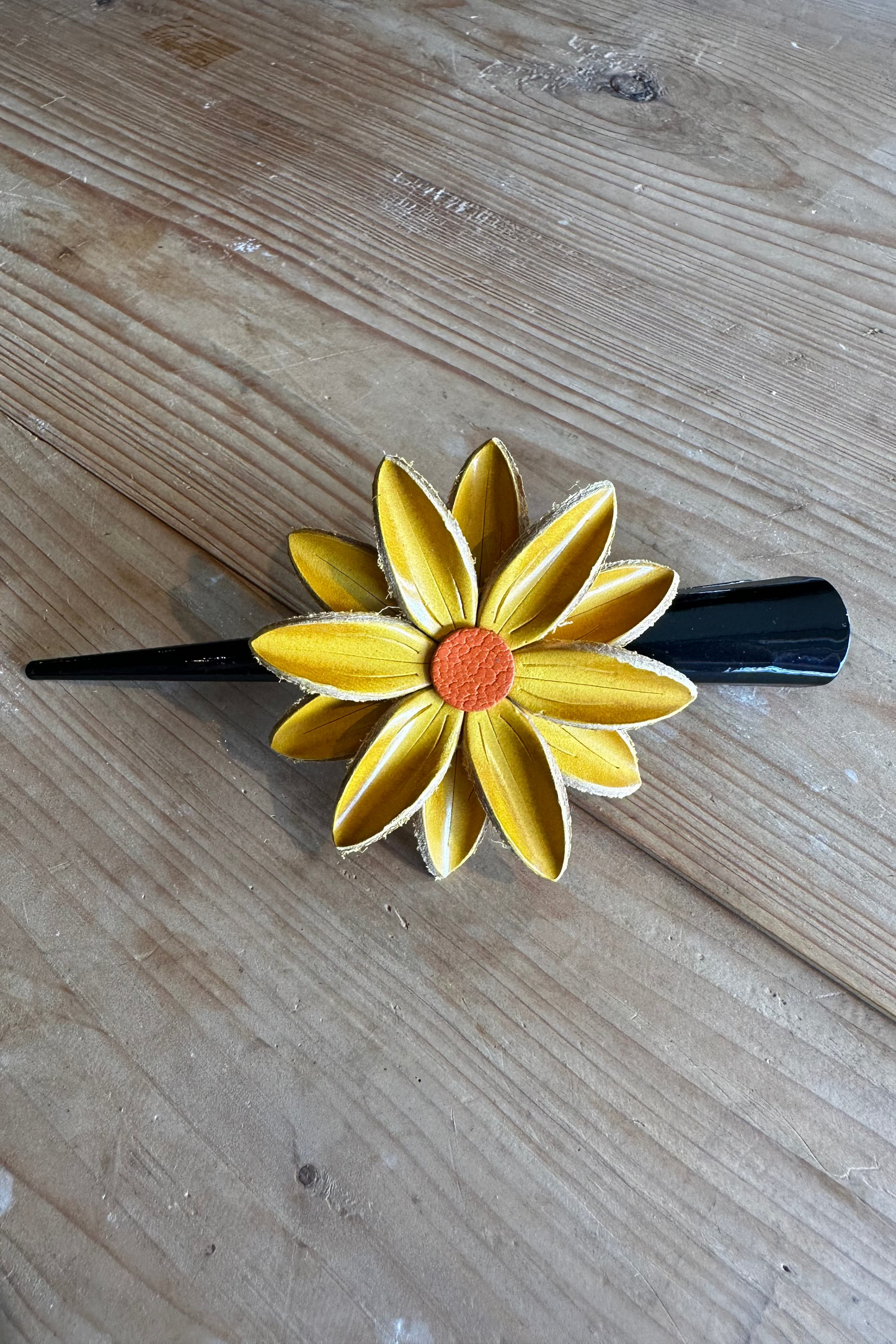 Ibiza Leather Flower Clip