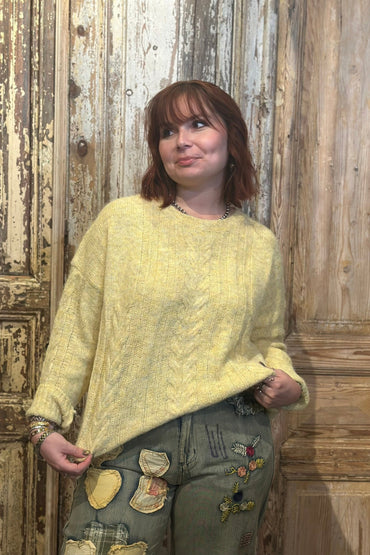 Yellow Cable Sweater
