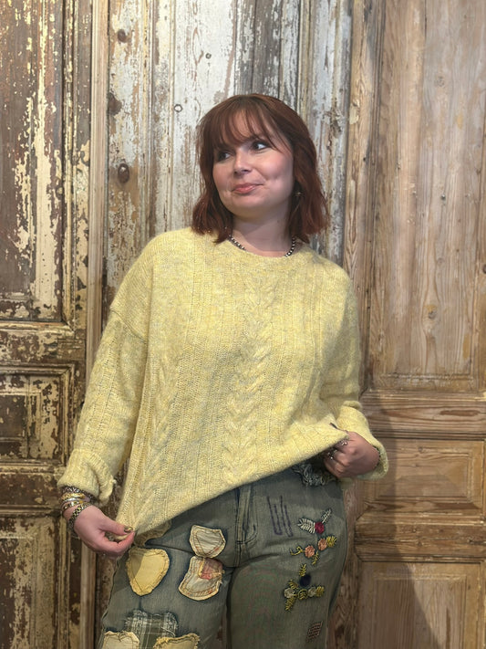 Yellow Cable Sweater