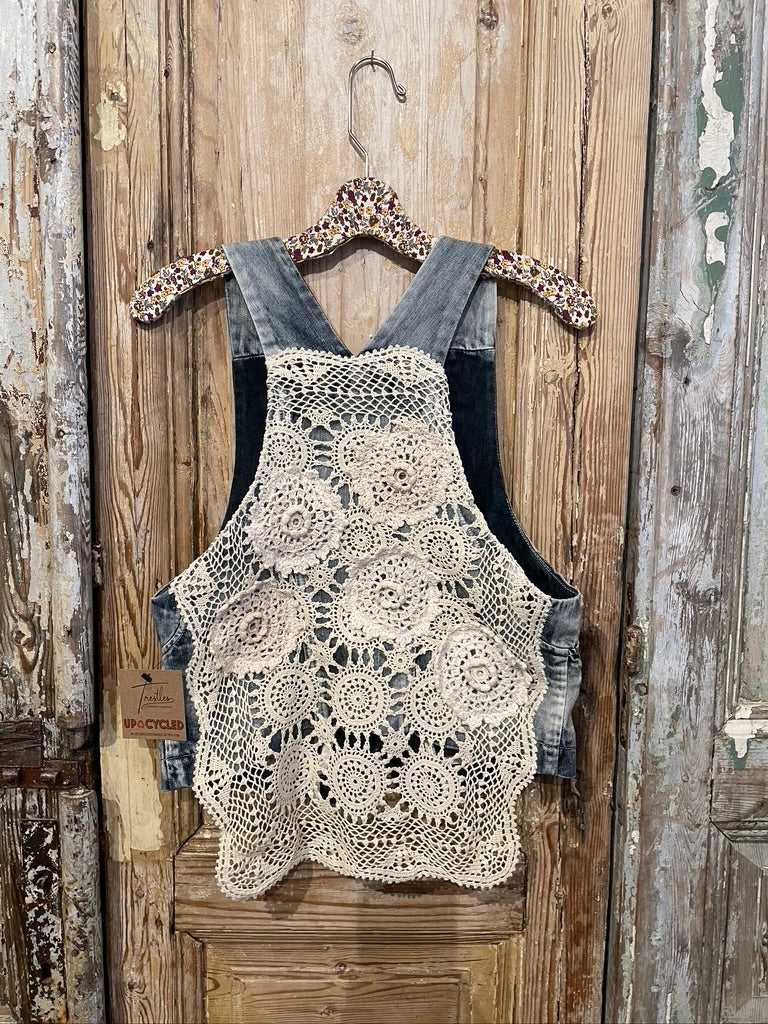 Up Cycled Crochet Lace Vest