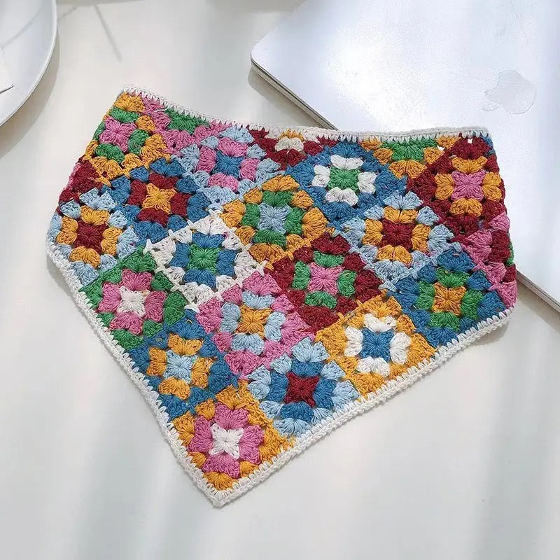 Multi Color Flower Crochet Bandana