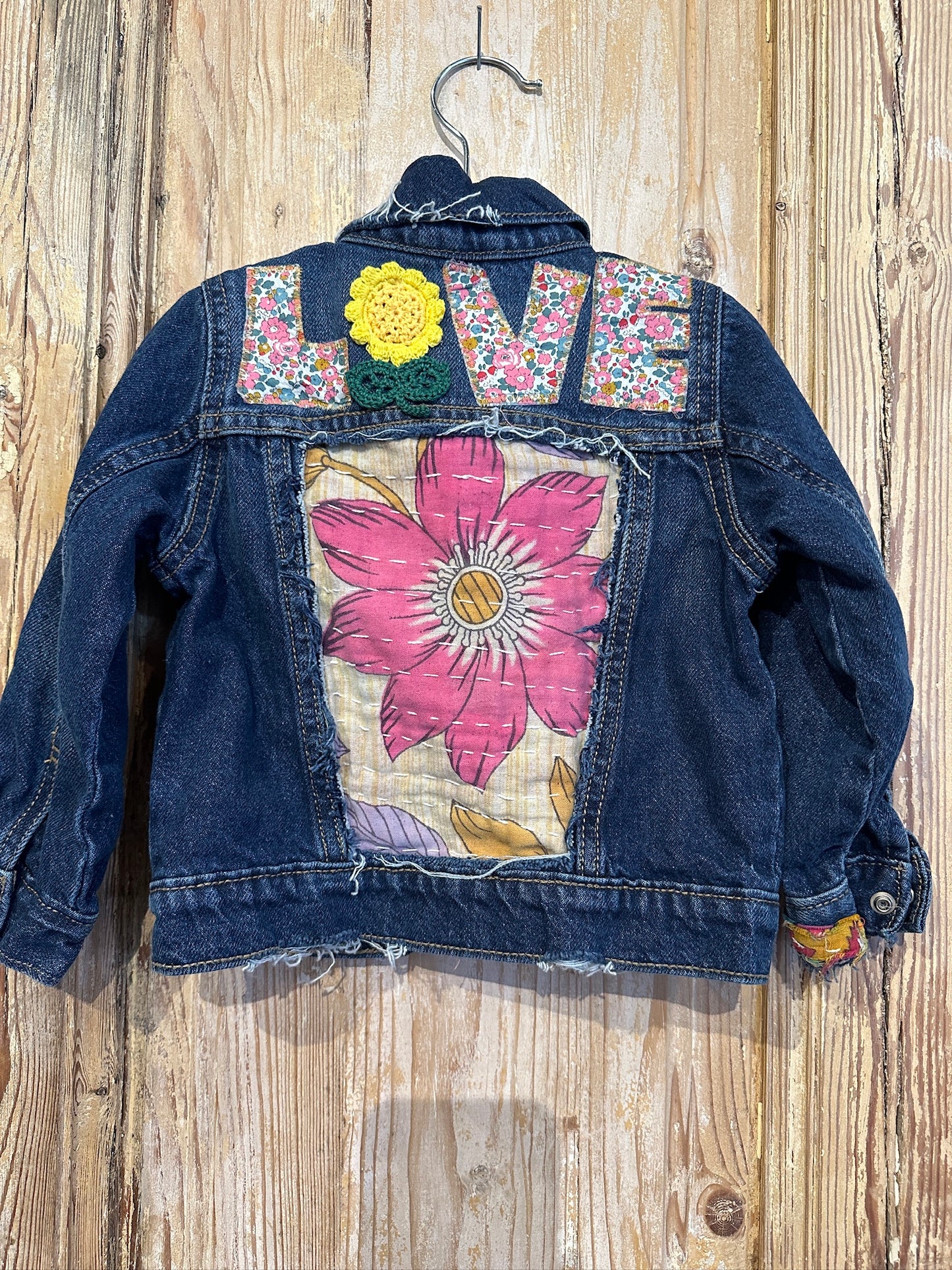 Love Kantha Back Kids Denim Jackets