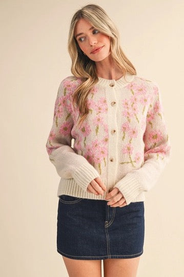 Pink Flower Cardi