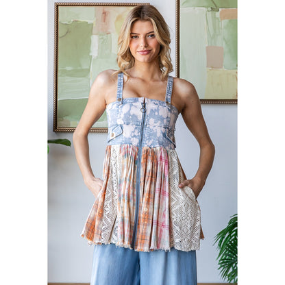 Denim Patch Top