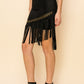 Studs Fringe Suede Skirt