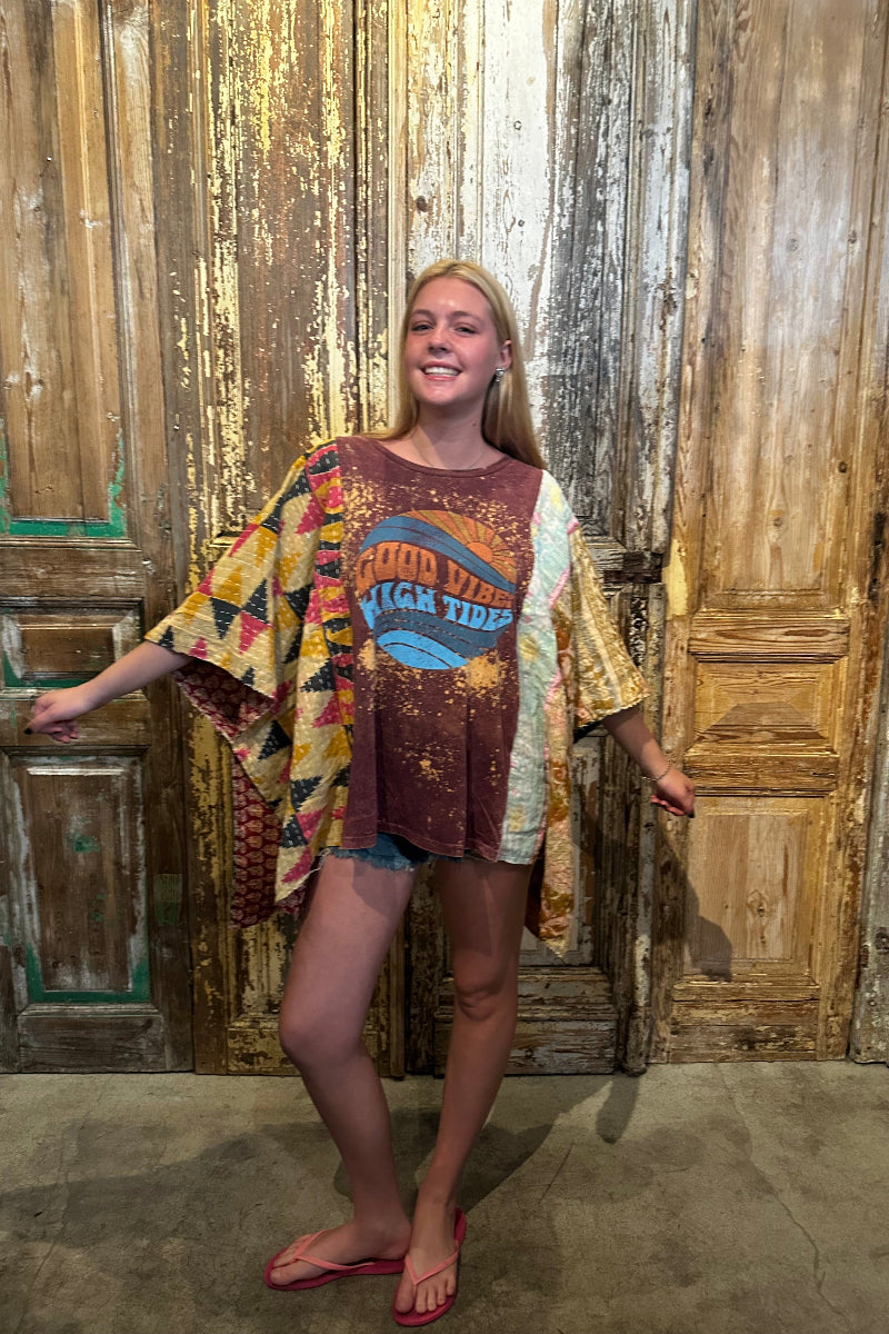 Up Cycled Good Vibes Poncho