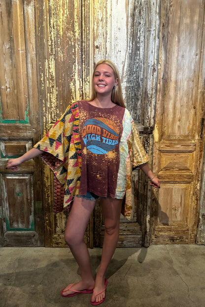 Up Cycled Good Vibes Poncho