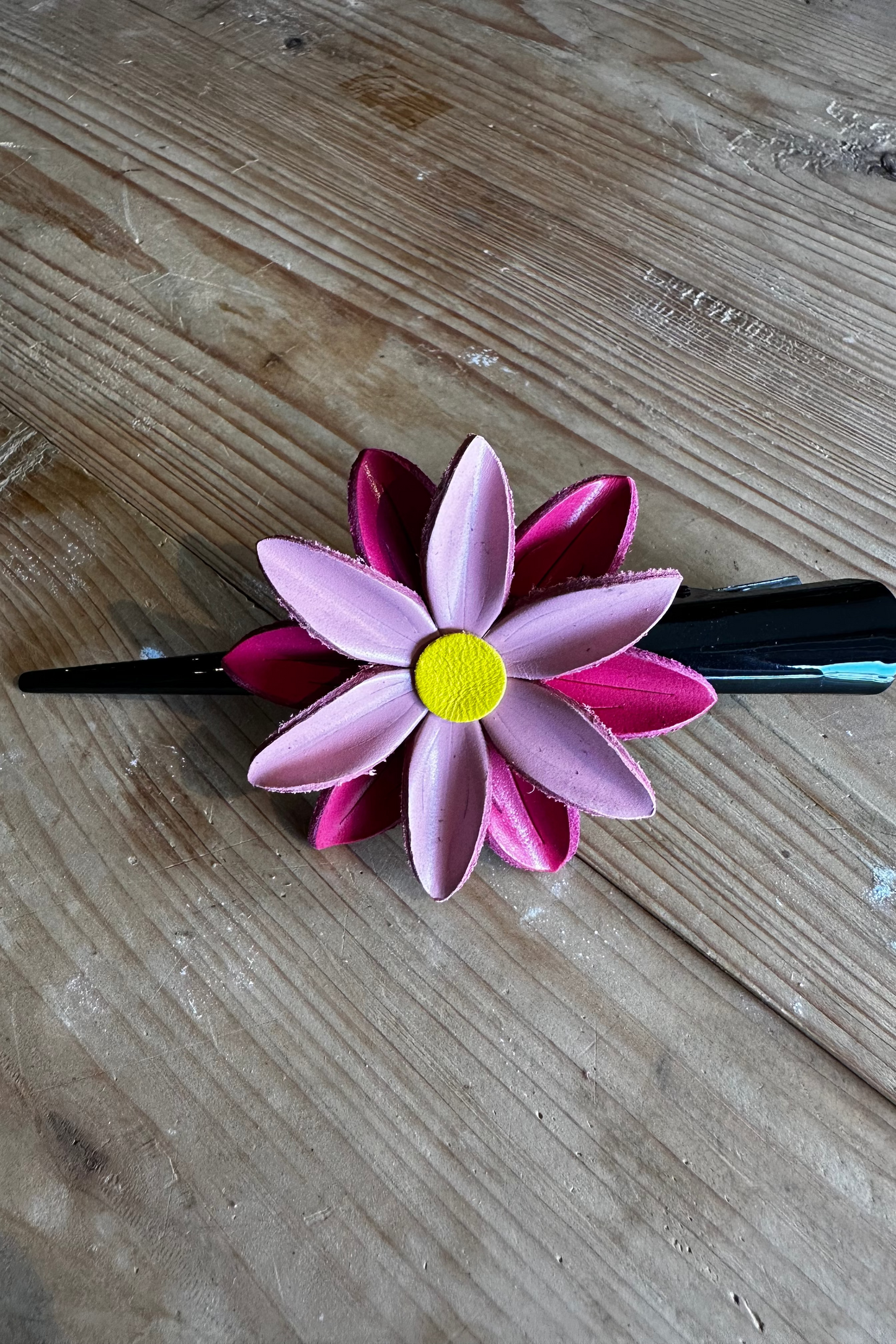 Ibiza Leather Flower Clip