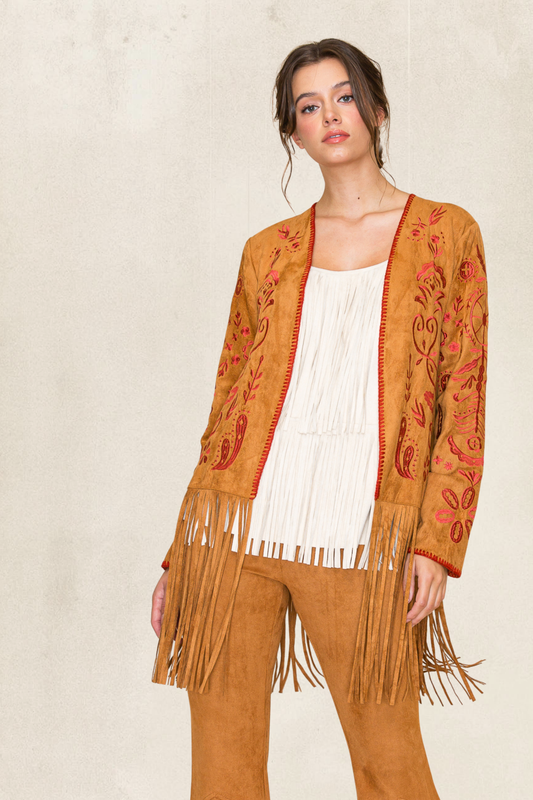 Embroidered Suede Jacket